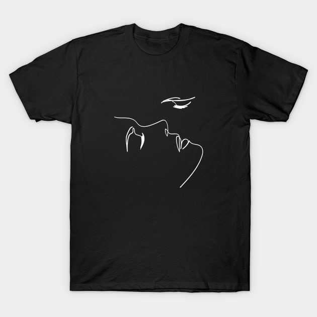 The kiss (white line) T-Shirt by Printable Muse